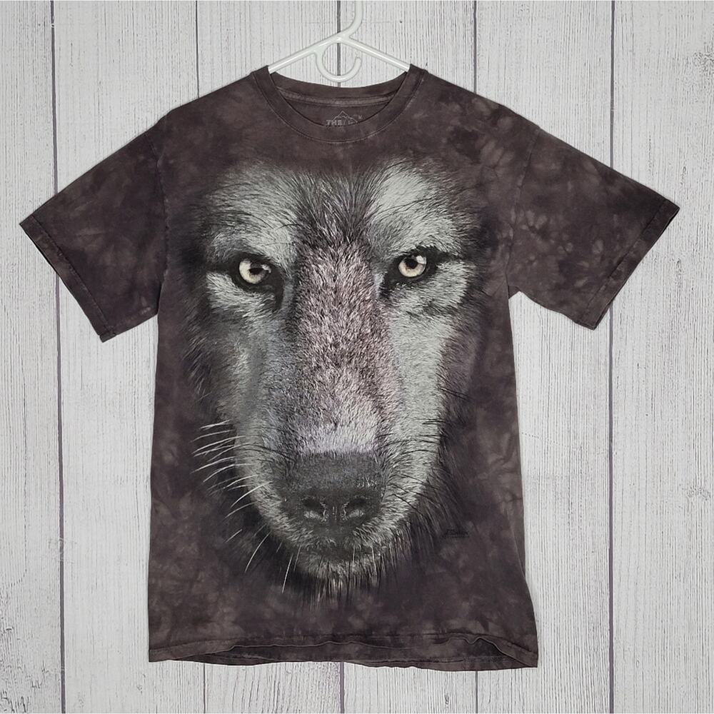The Mountain Tie Dye Wolf Face T-Shirt, size Medium